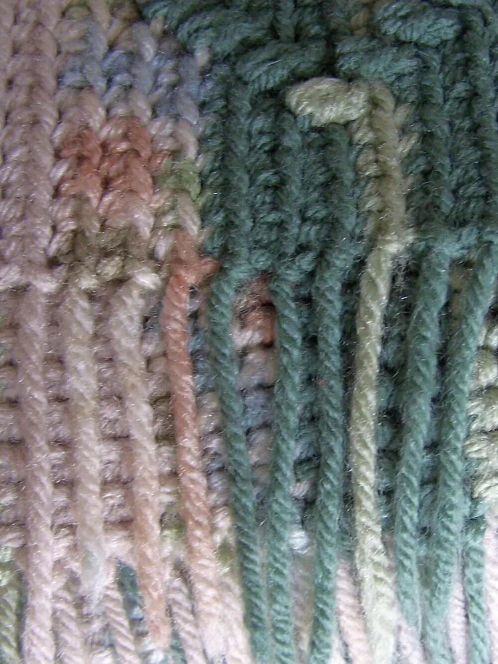 Earth Tone Striped Crochet Afghan with Fringe (41x77